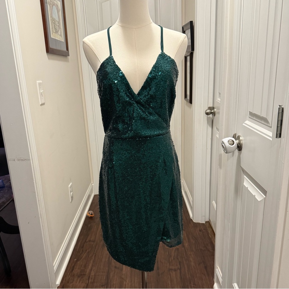 Lulu's Hilaria Emerald Green Sequin Bodycon Dress